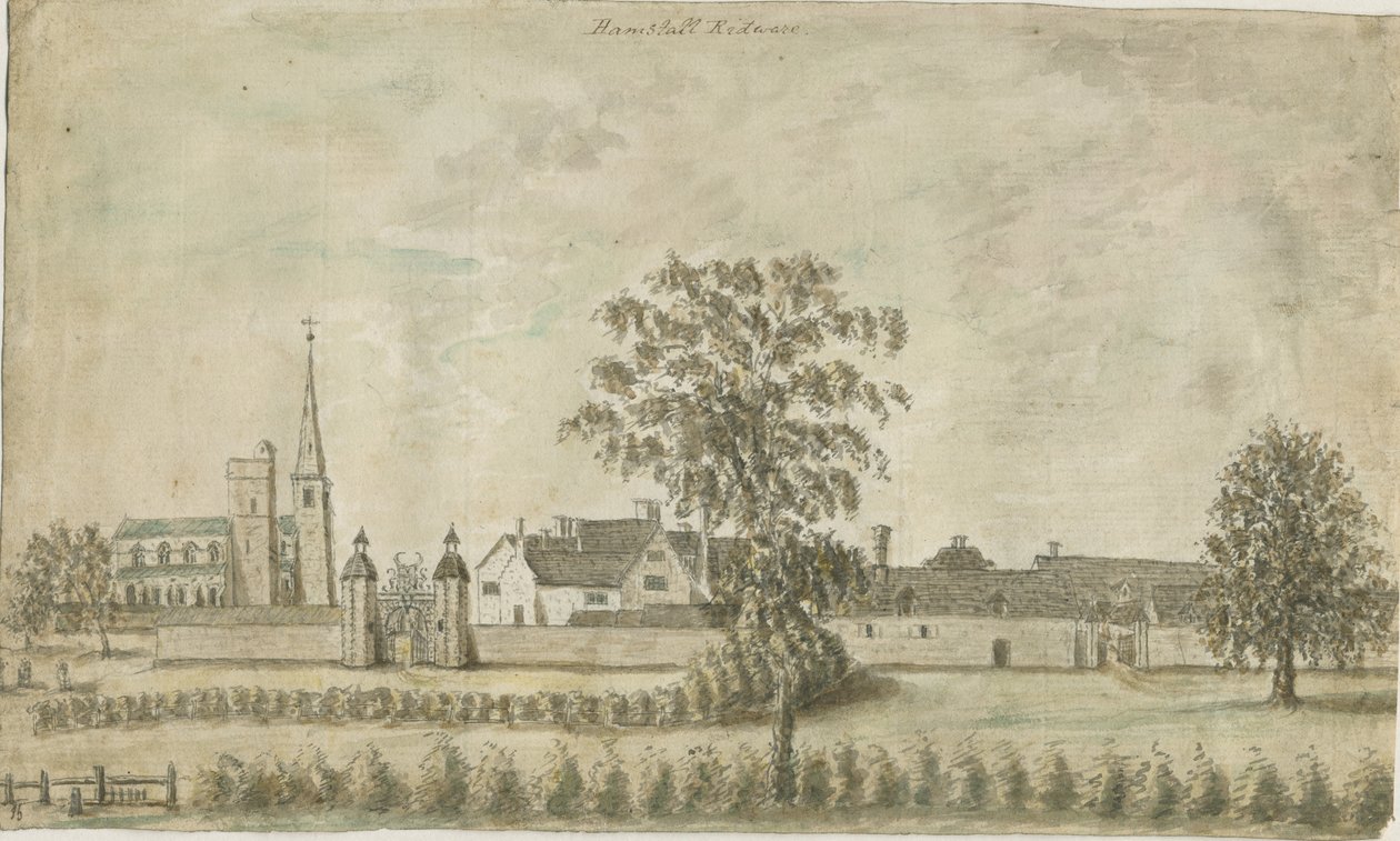 Hamstall Ridware - Kilise ve Malikane: sulu boya, nd [1762-1802] by Stebbing Shaw