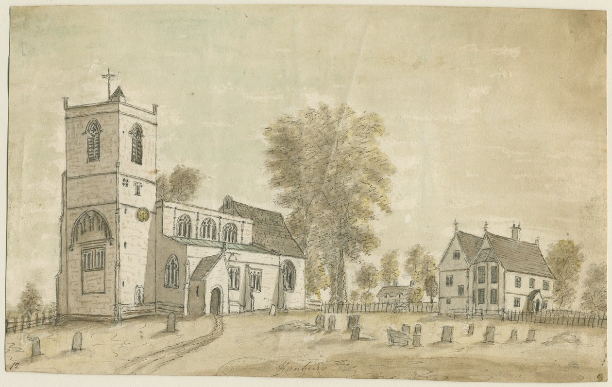 Hanbury Kilisesi: sulu boya, 1791 by Stebbing Shaw