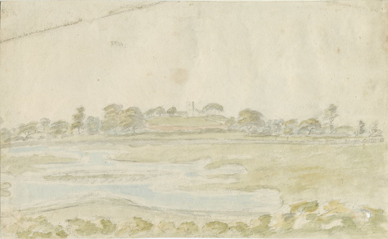 High Offley Kilisesi: sulu boya, nd [1762-1802] by Stebbing Shaw