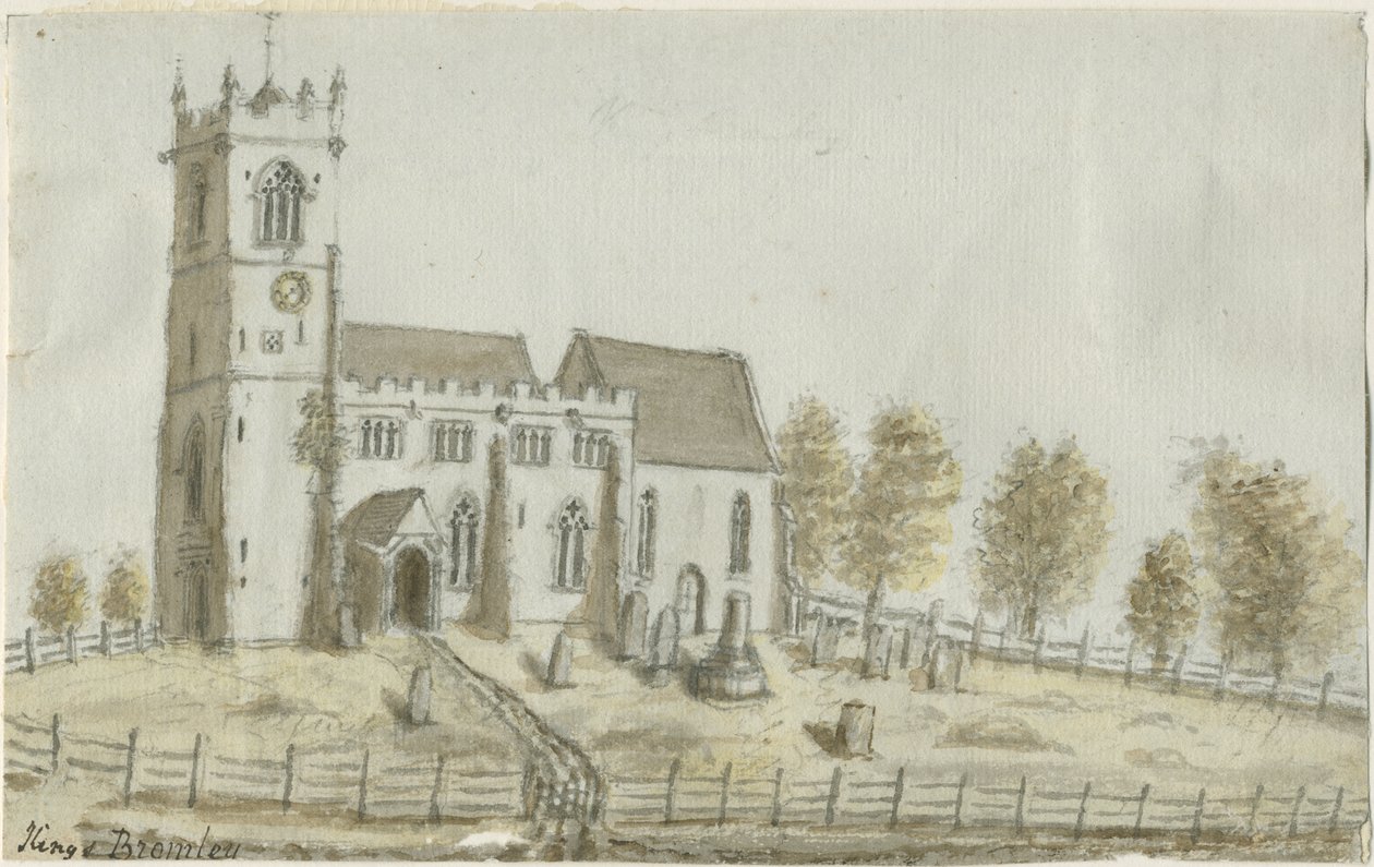 Kings Bromley Kilisesi: sulu boya ve [c 1796] by Stebbing Shaw