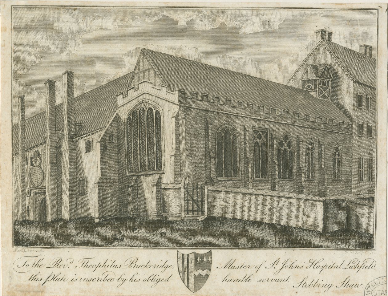 Lichfield - St. John Hastanesi ve Şapeli: gravür, nd [1762-1798] (baskı) by Stebbing Shaw