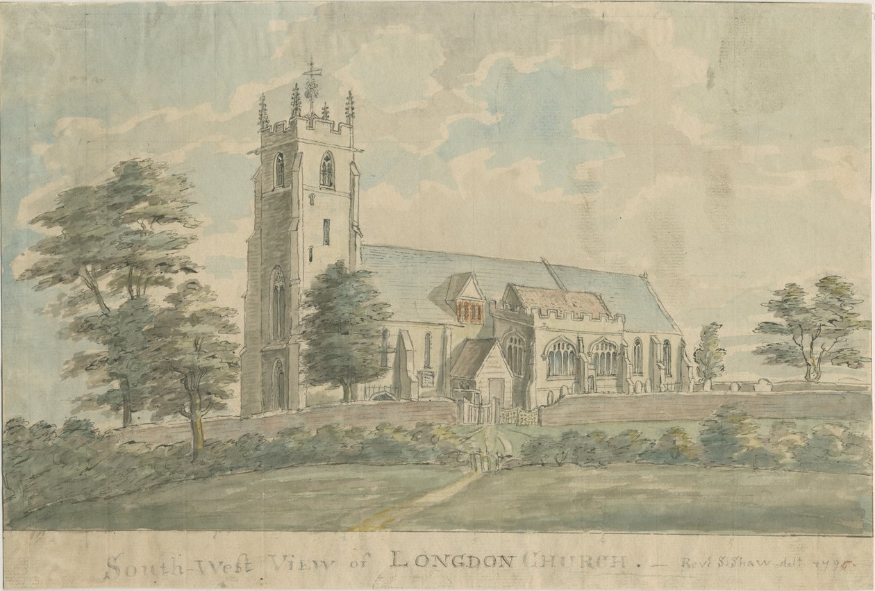 Longdon Kilisesi: sulu boya, 1795/6 by Stebbing Shaw
