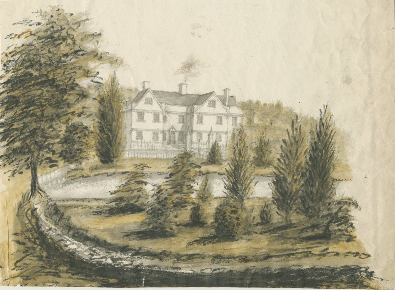 Madeley - Eski Ev: sulu boya çizimi, nd [1762-1802] by Stebbing Shaw