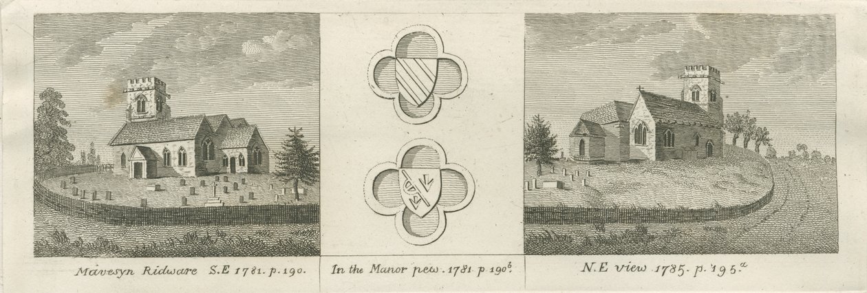 Mavesyn Ridware Kilisesi: gravür, 1781 by Stebbing Shaw