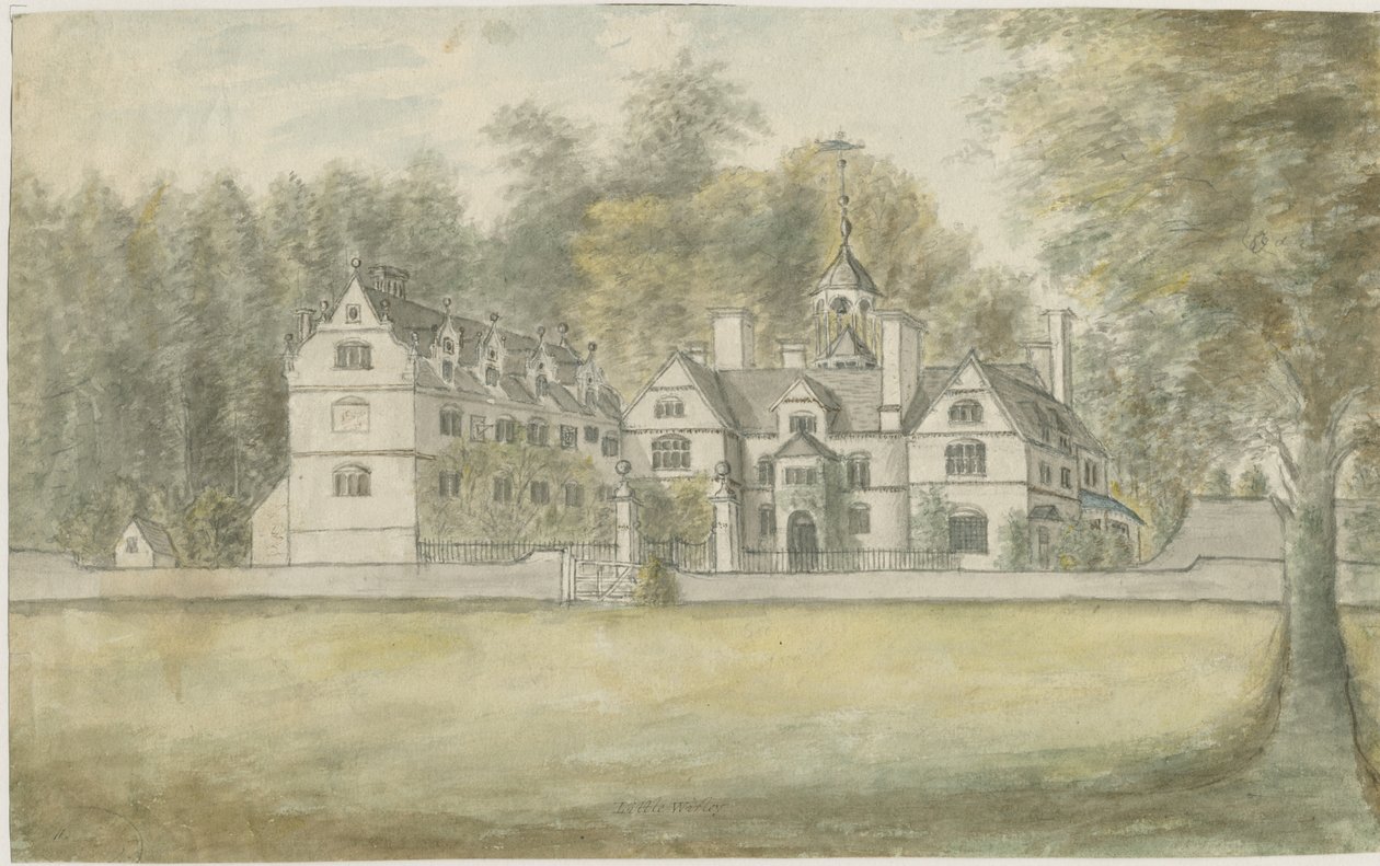 Norton Canes - Little Wyrley Hall: sulu boya, nd [1762-1802] by Stebbing Shaw