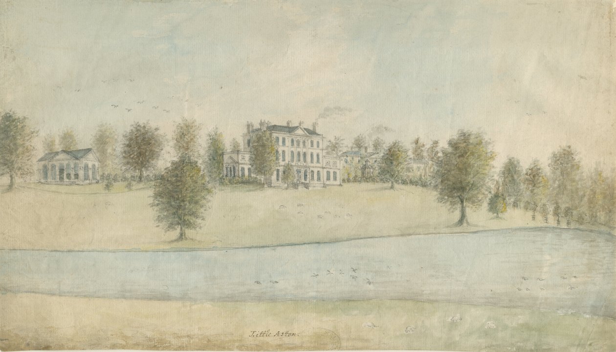 Shenstone - Little Aston Hall: sulu boya, nd [1762-1802] by Stebbing Shaw