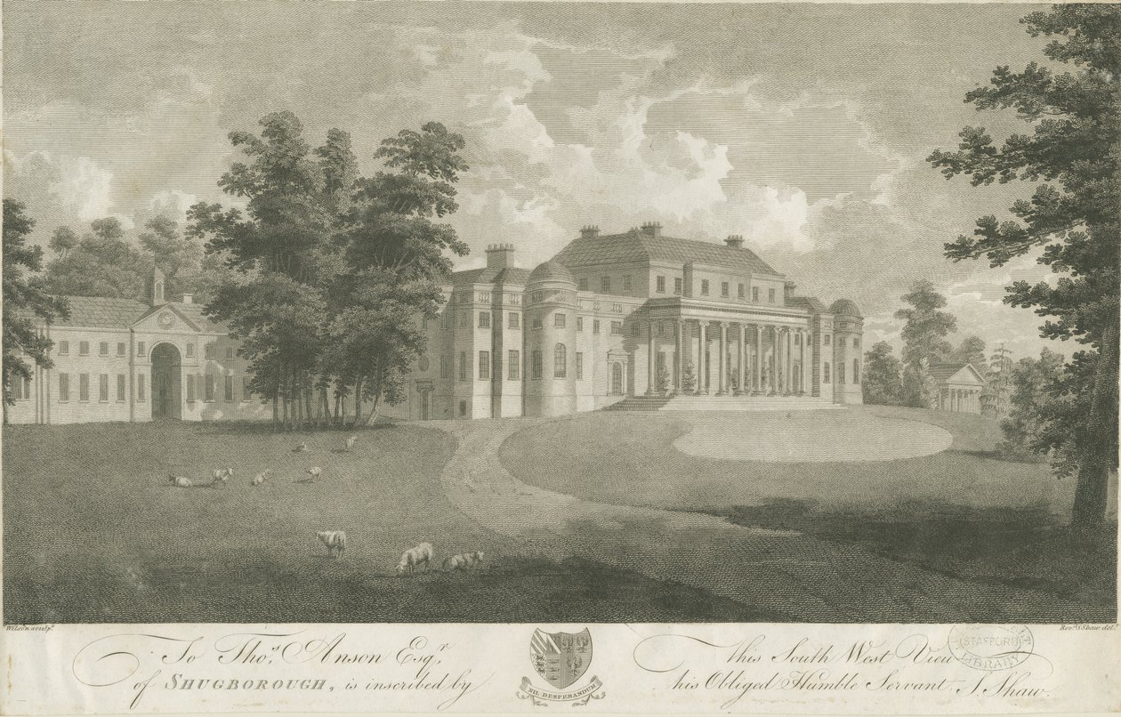 Shugborough Hall: gravür, nd [c 1800] by Stebbing Shaw