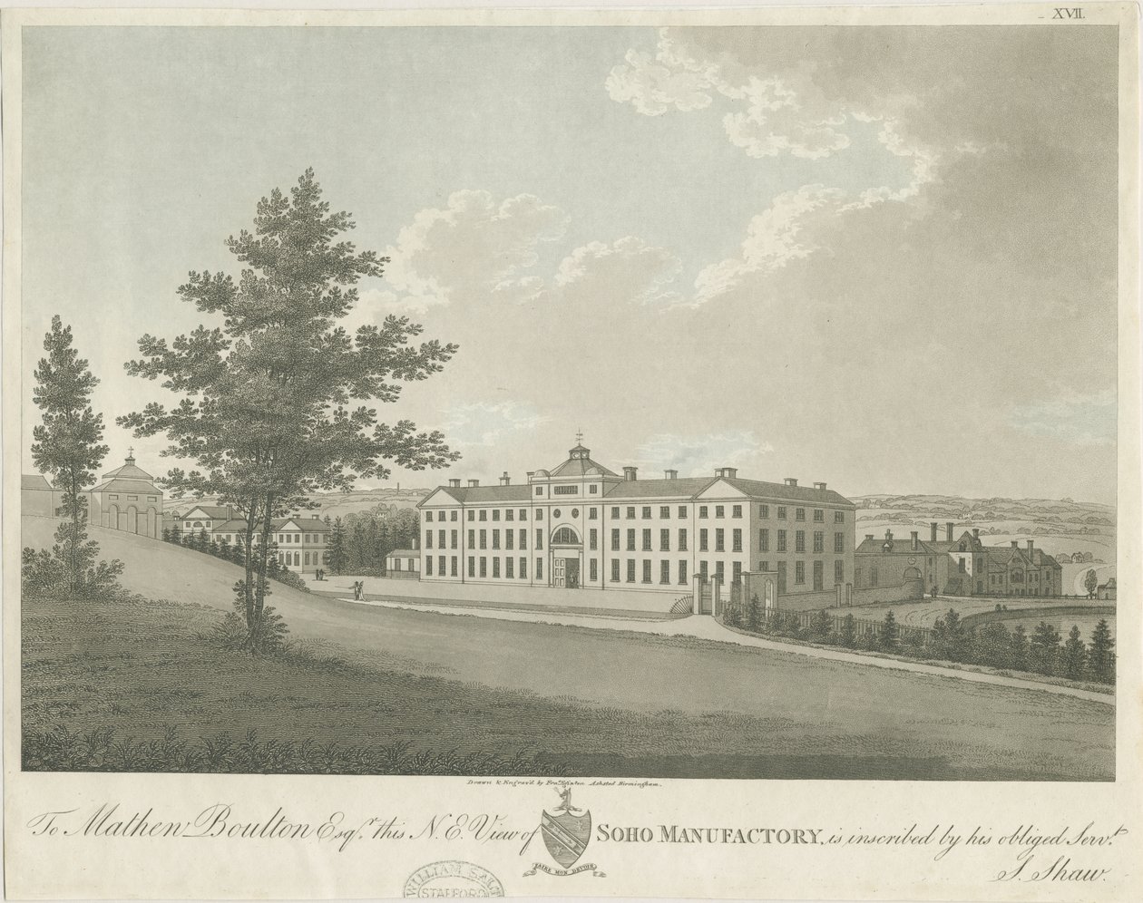 Soho Fabrikası: renkli aquatint gravür, nd [c 1798] (baskı) by Stebbing Shaw