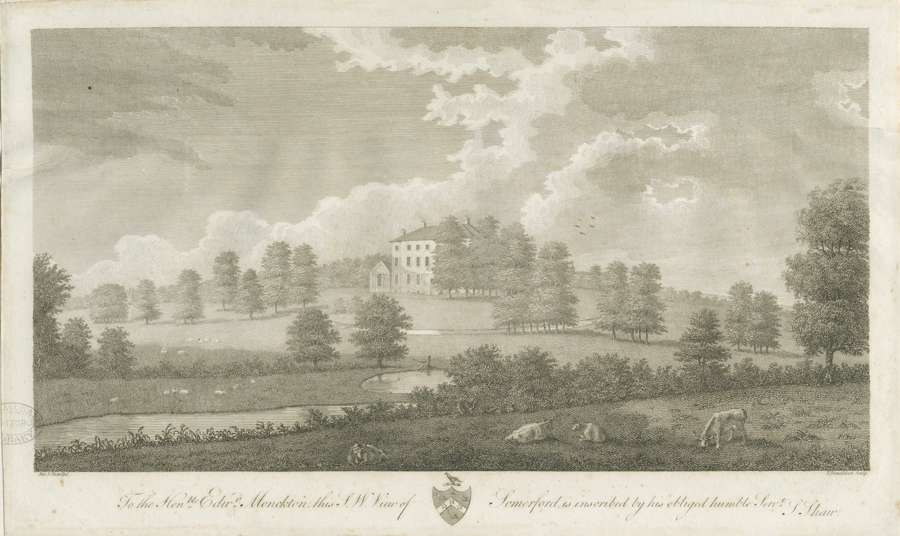 Somerford Hall: gravür, nd [1762-1802] (baskı) by Stebbing Shaw