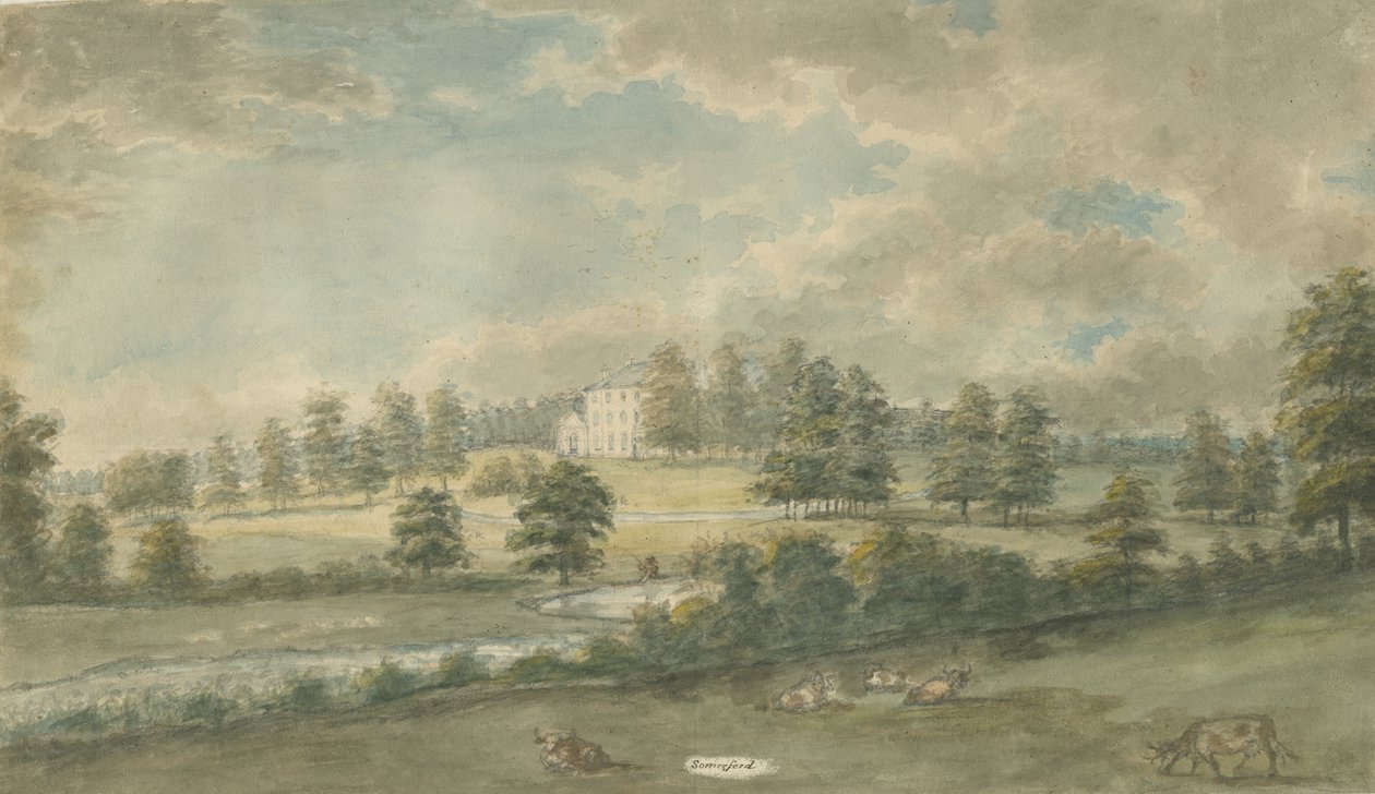 Somerford Hall: sulu boya, nd [1762-1802] by Stebbing Shaw