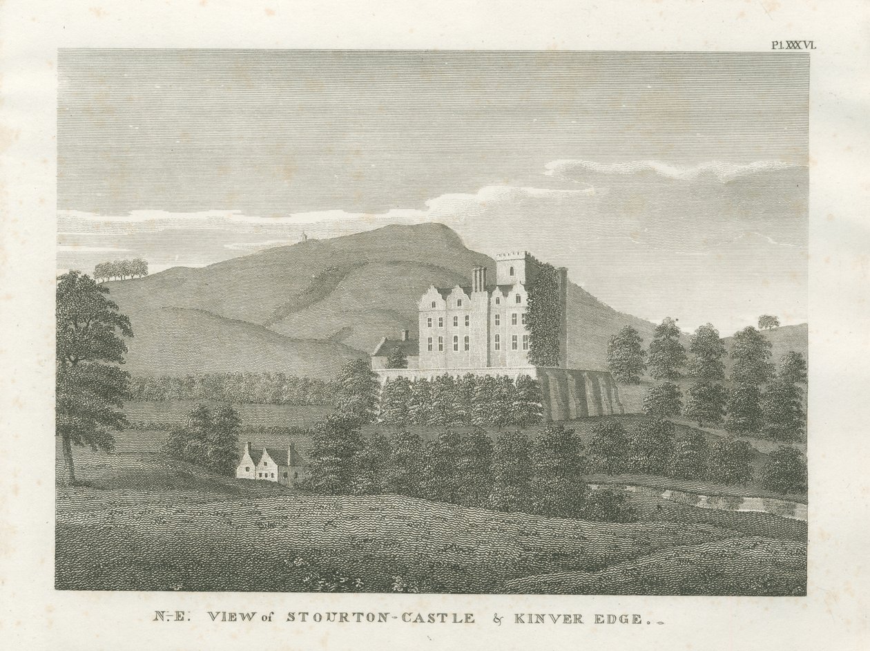 Stourton Castle ve Kinver Edge: gravür, nd [1799] (baskı) by Stebbing Shaw