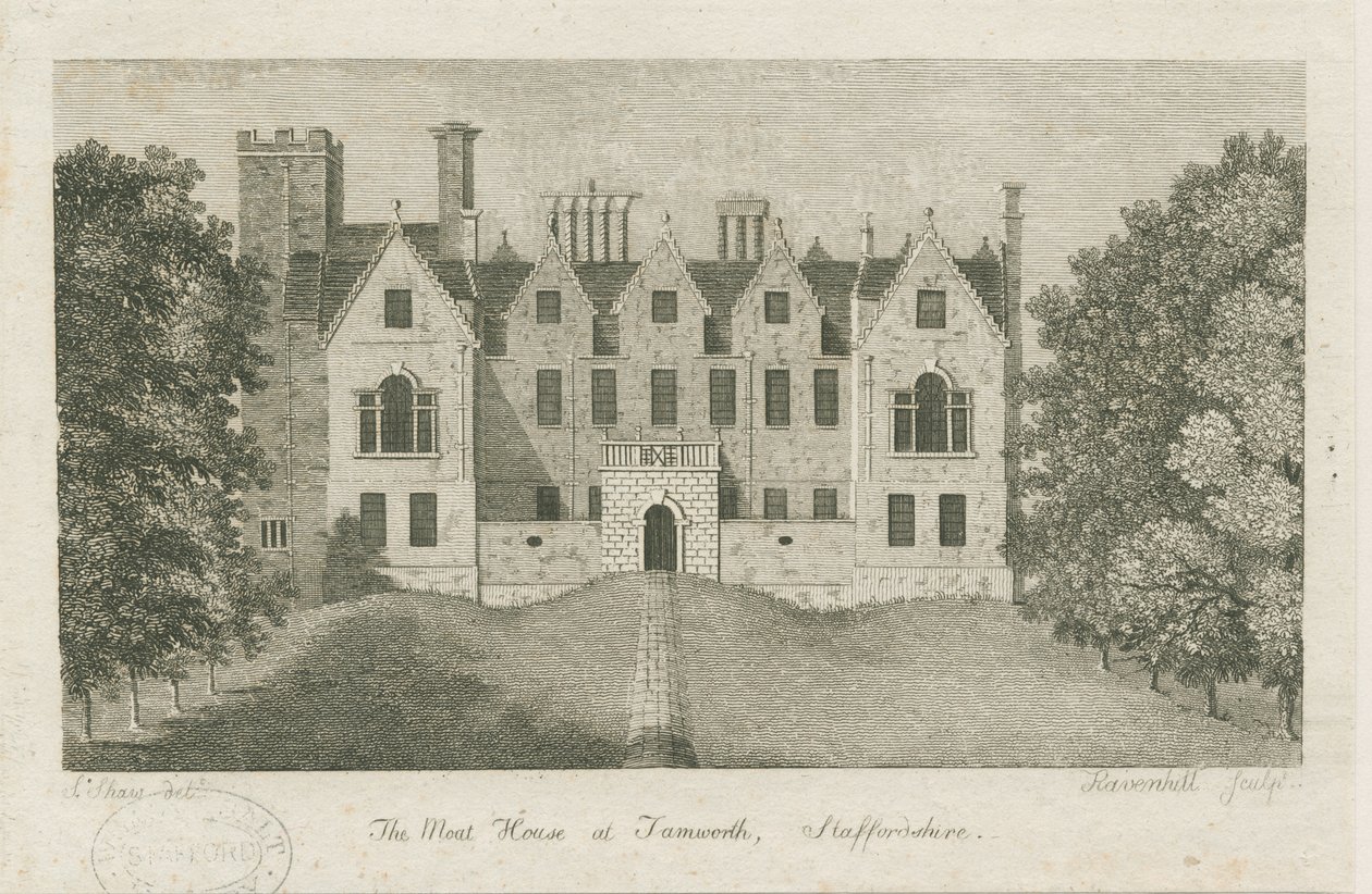 Tamworth - Hendek Evi: gravür, nd [1762-1802] (baskı) by Stebbing Shaw