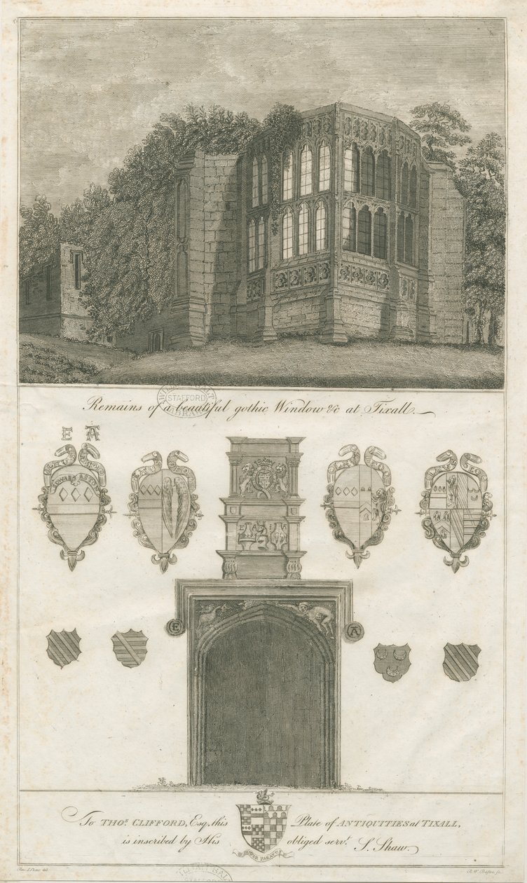Tixall Salonu - Gotik Pencere ve Hanedan Eski Eserler: gravür, nd [1762-1802] (baskı) by Stebbing Shaw
