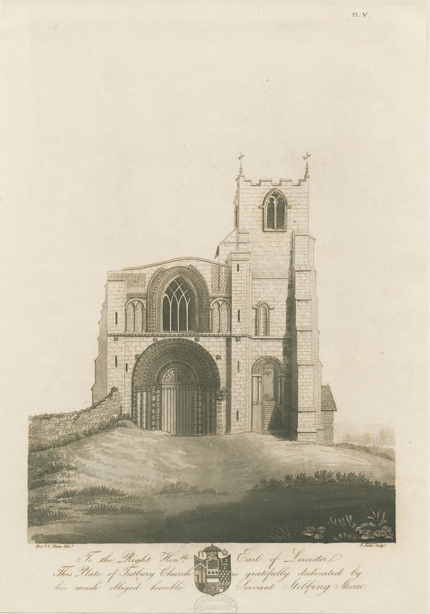 Tutbury Manastırı Kilisesi: aquatint gravür, nd [c 1798] (baskı) by Stebbing Shaw