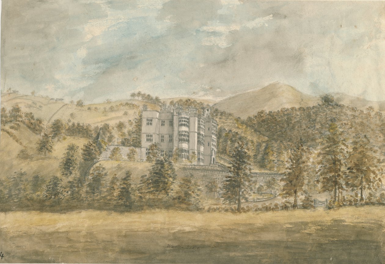 Wootton Lodge: sulu boya, nd [1794] by Stebbing Shaw