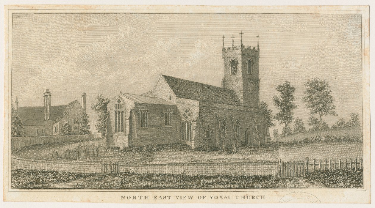 Yoxall Kilisesi: gravür, nd [c 1798] (baskı) by Stebbing Shaw