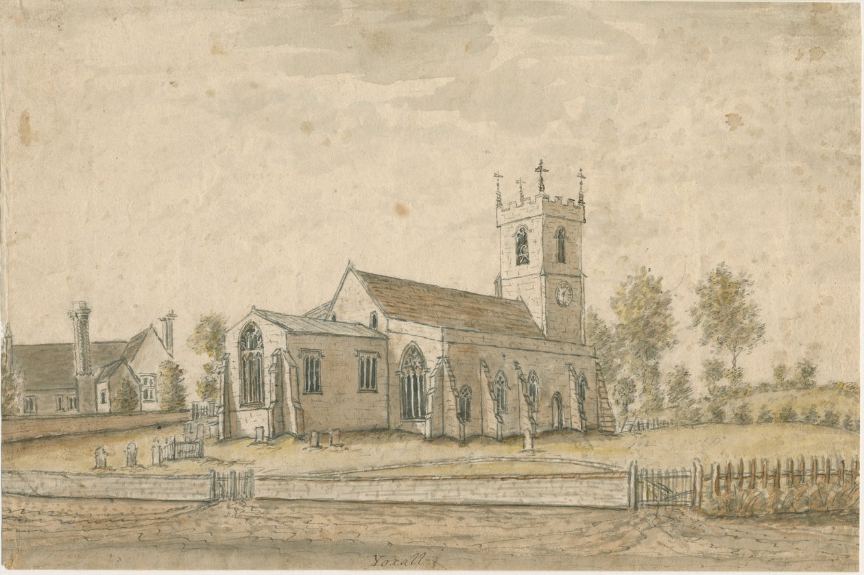 Yoxall Kilisesi: sulu boya, nd [1762-1802] by Stebbing Shaw