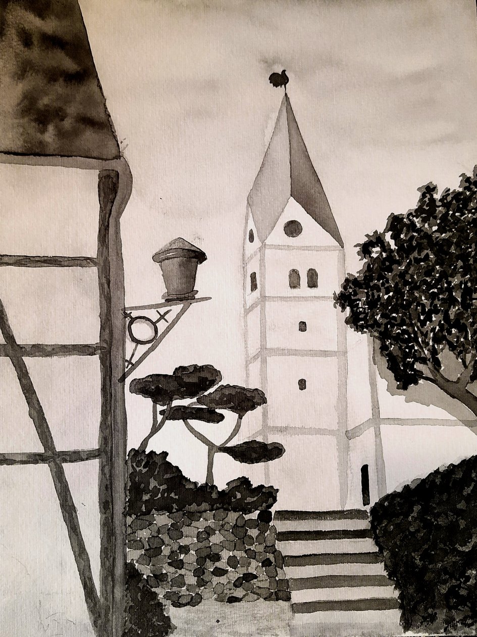 Siyah beyaz Aziz Aegidius Kilisesi by Steegs Art Karin