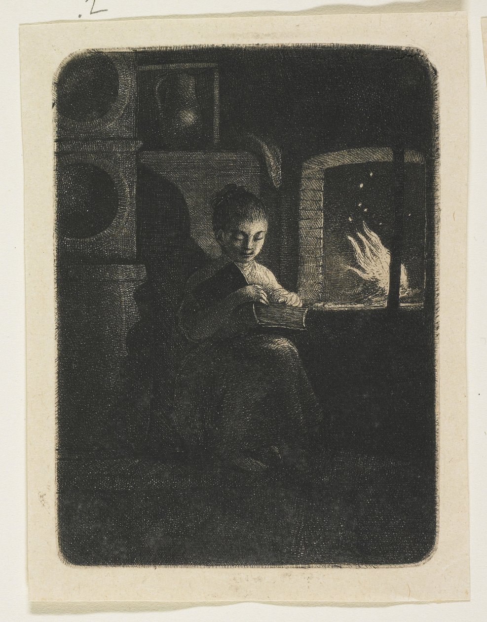 Ateşin Yanında Kitap Okuyan Genç Kız by Stefan Juliusz Norblin de la Gourdaine