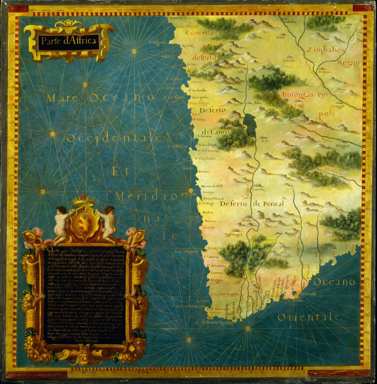 Namibya, Botsvana ve Güney Afrika by Stefano Bonsignori 1589