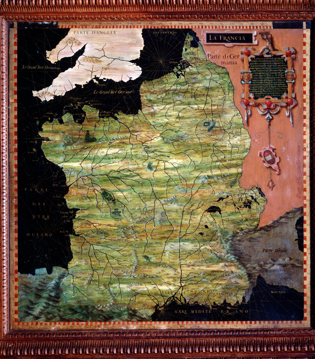 Stefano Bonsignori (? -1589) tarafından yapılan Fransa Haritası İtalyan kozmograf ve ressam. 1581 civarında. Floransa, Palazzo Vecchio, Sala del Mappamondo by Stefano Buonsignori