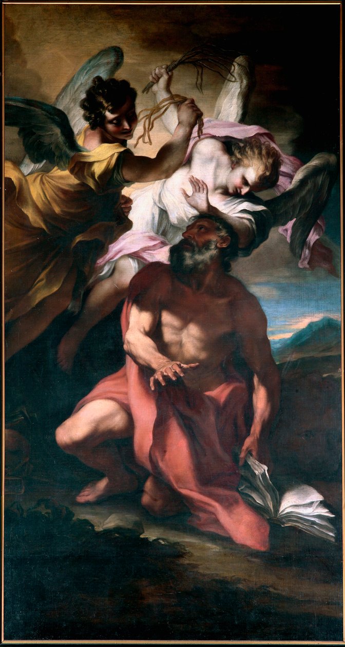 Melekler tarafından Aziz Jerome flagella Tablo Stefano Maria Legnani (il Legnanino) (1660-1715) Genes, San Girolamo Kilisesi by Stefano Maria Legnani