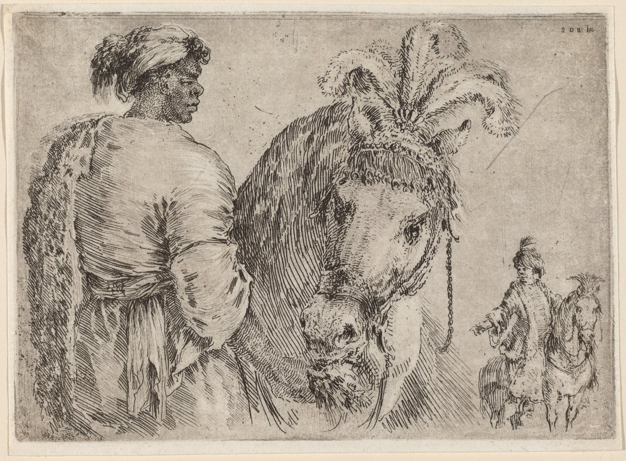 Atı Besleyen Siyah Bir Adam, muhtemelen 1662. by Stefano della Bella
