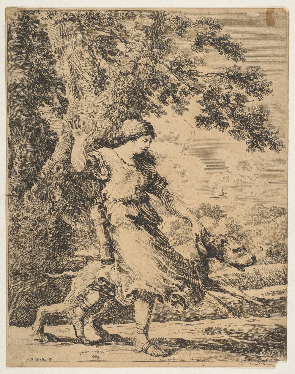 Büyük Bir Köpeği Yakasından Tutan Bir Peri, ca. 1654. by Stefano della Bella