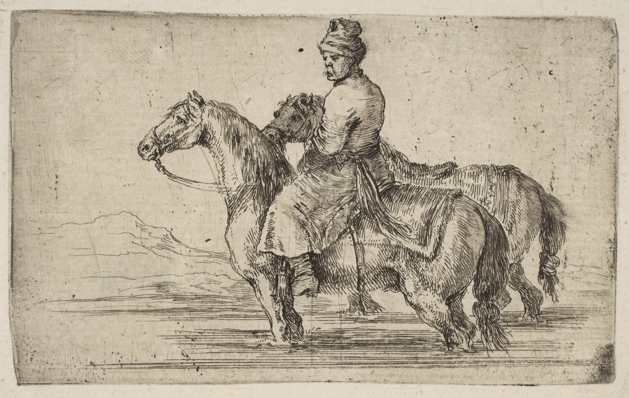 Polonyalı Damat Yıkanan Atlar, ca. 1662. by Stefano della Bella