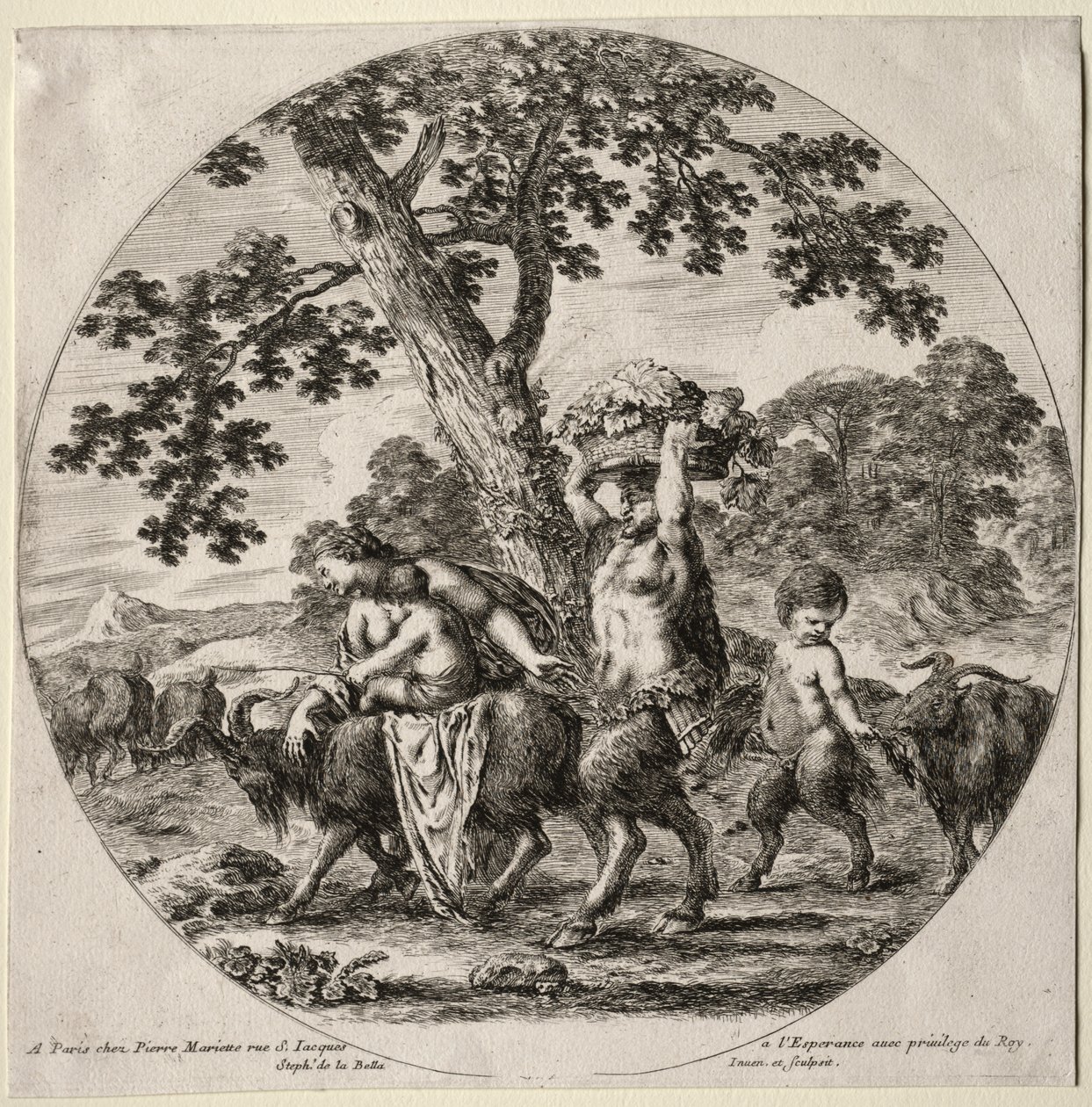 Seyahat Eden Bir Satyr Ailesi by Stefano della Bella