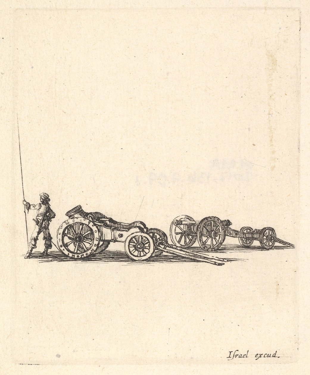 Her ikisi de arabalara monte edilmiş bir havan ve top, arkadan gösterilen bir asker..., ca. 1638-43. by Stefano della Bella