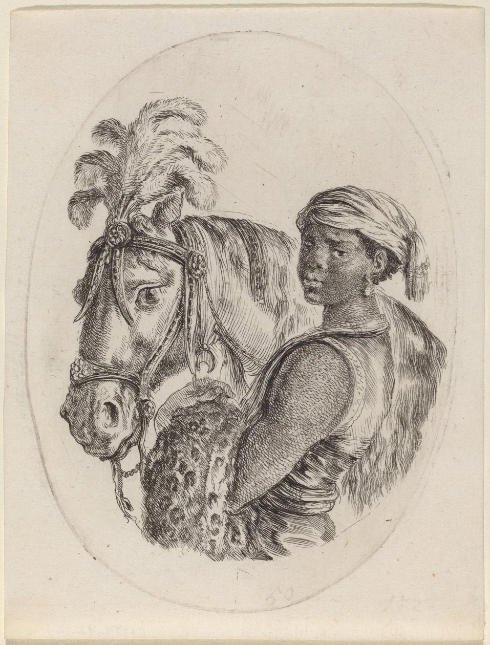 Arap Atı ile Kara Damat by Stefano della Bella