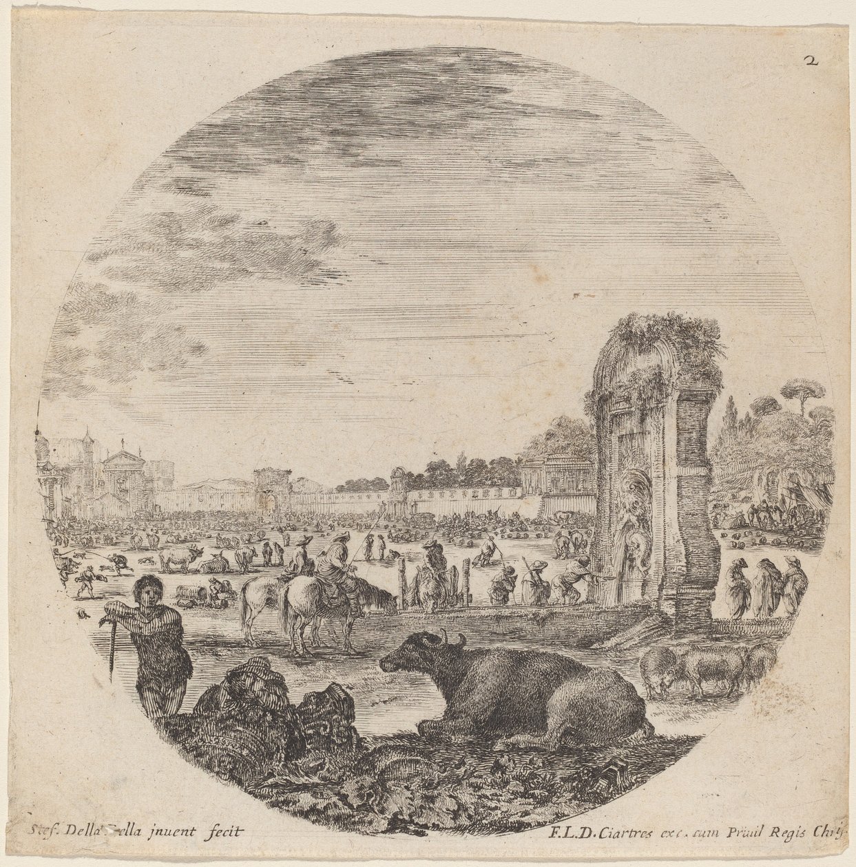 Campo Vaccino, 1646. by Stefano della Bella
