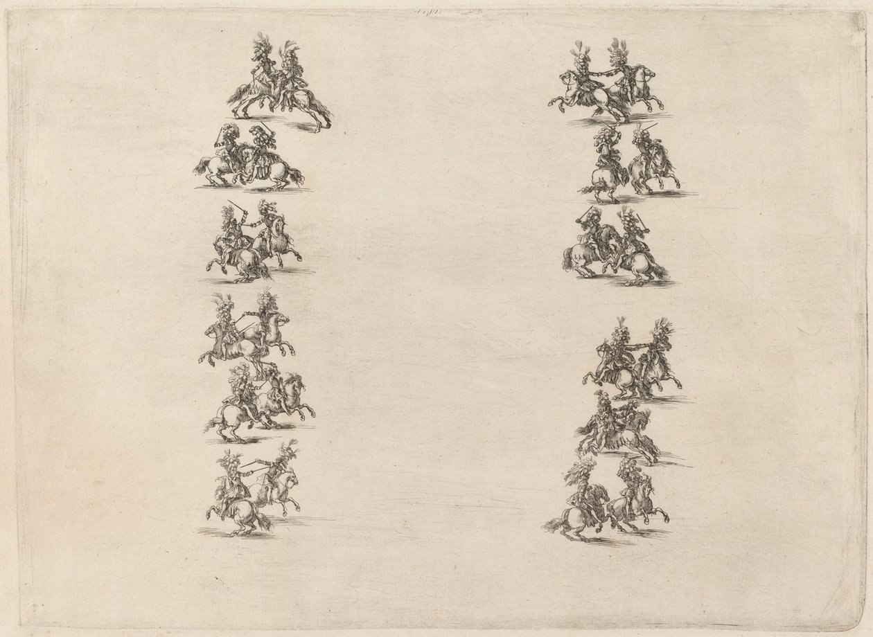İki Kolonda Dövüşen Cavaliers, 1652. by Stefano della Bella
