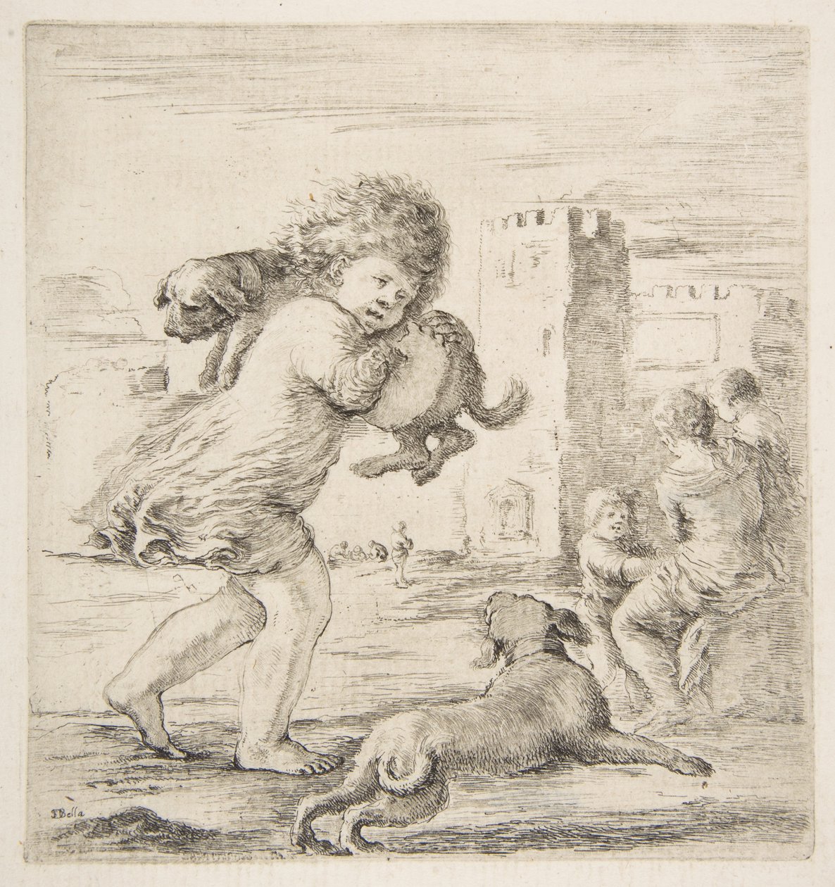 Omzunda Köpek Yavrusu Taşıyan Çocuk, yakl. 1662. by Stefano della Bella