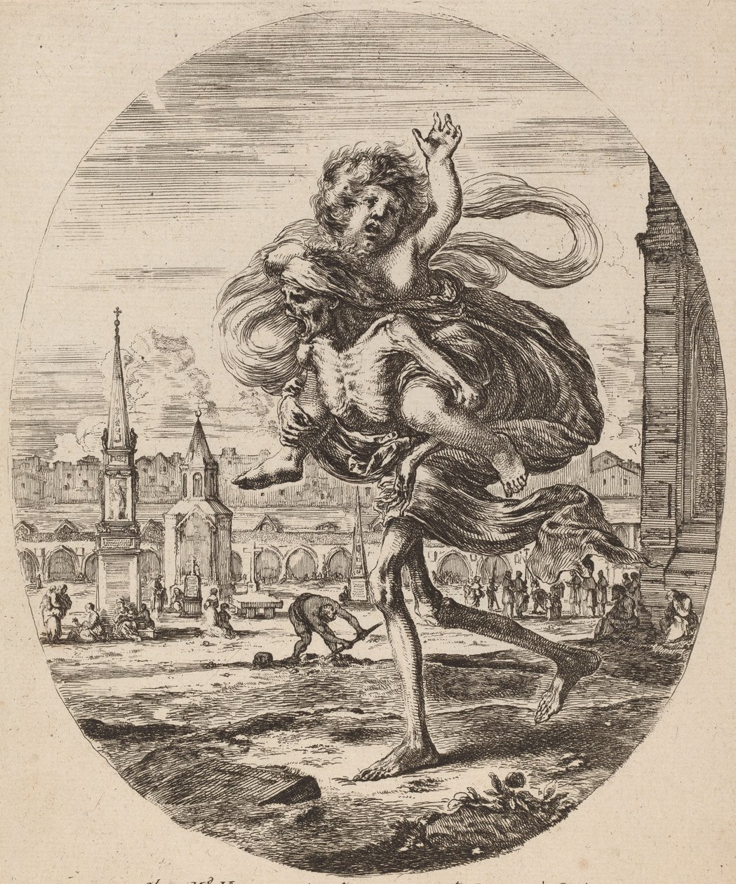 Bir Çocuğu Sola Taşıyan Ölüm, muhtemelen 1648. by Stefano della Bella
