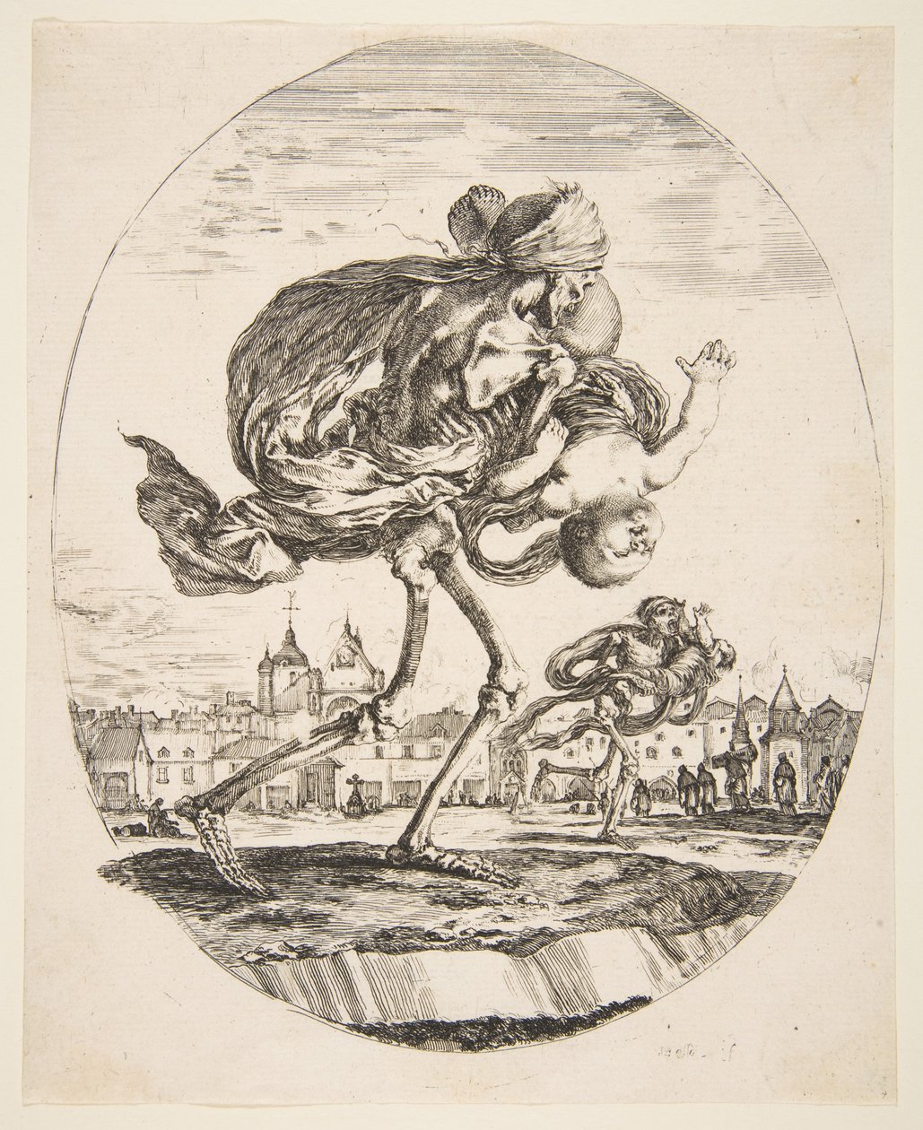 Bir Bebek Taşıyan Ölüm, Beş ölümden Les cinq Morts, ca. 1648. by Stefano della Bella