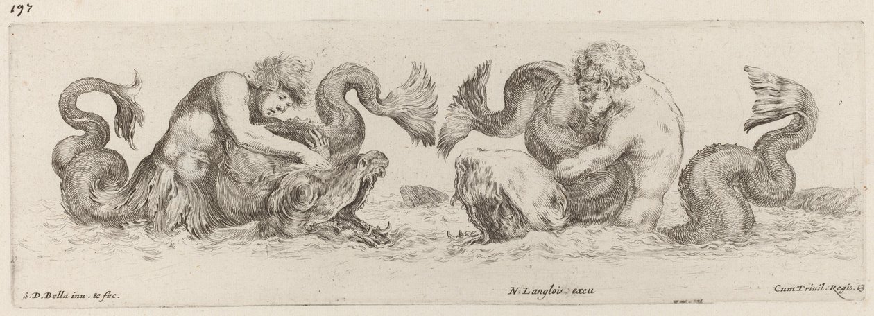 Yunuslar ve Tritonlar, muhtemelen 1648. by Stefano della Bella