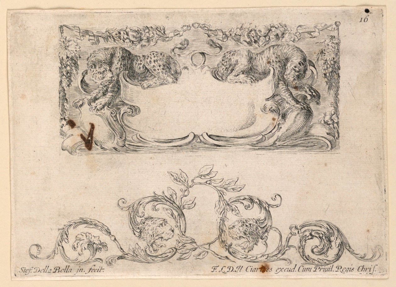 Rozet, Rinceaux, No. "Raccolta di varii cappriccii et yeni buluşu di cartelle et süs" den 16 by Stefano della Bella