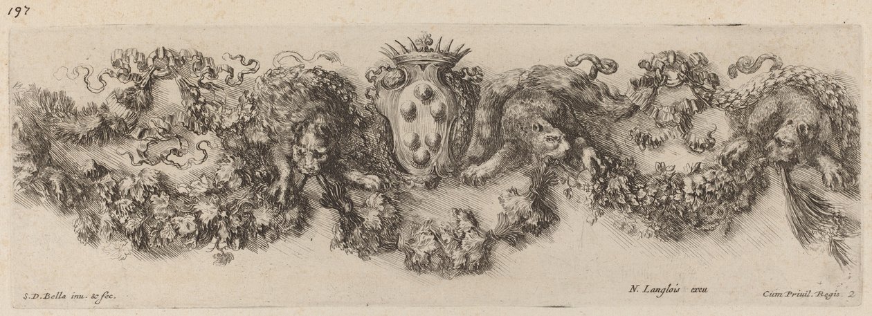 Medici Arması ile Festoon by Stefano della Bella