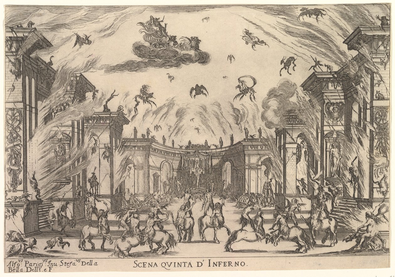 Beşinci sahne, Cehennem, Tanrıların evliliğinden Le nozze degli Dei, 1637. by Stefano della Bella