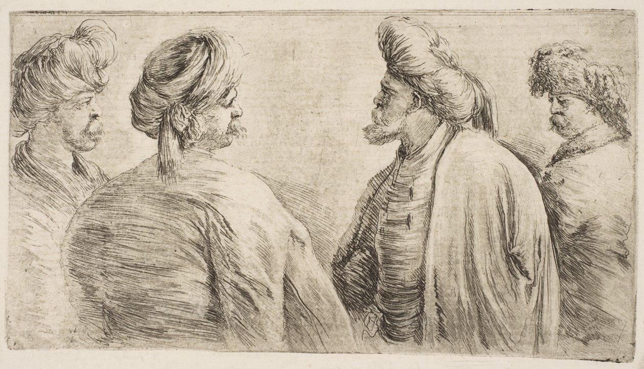 Dört Türk, Yarım Boy, yak. 1662. by Stefano della Bella