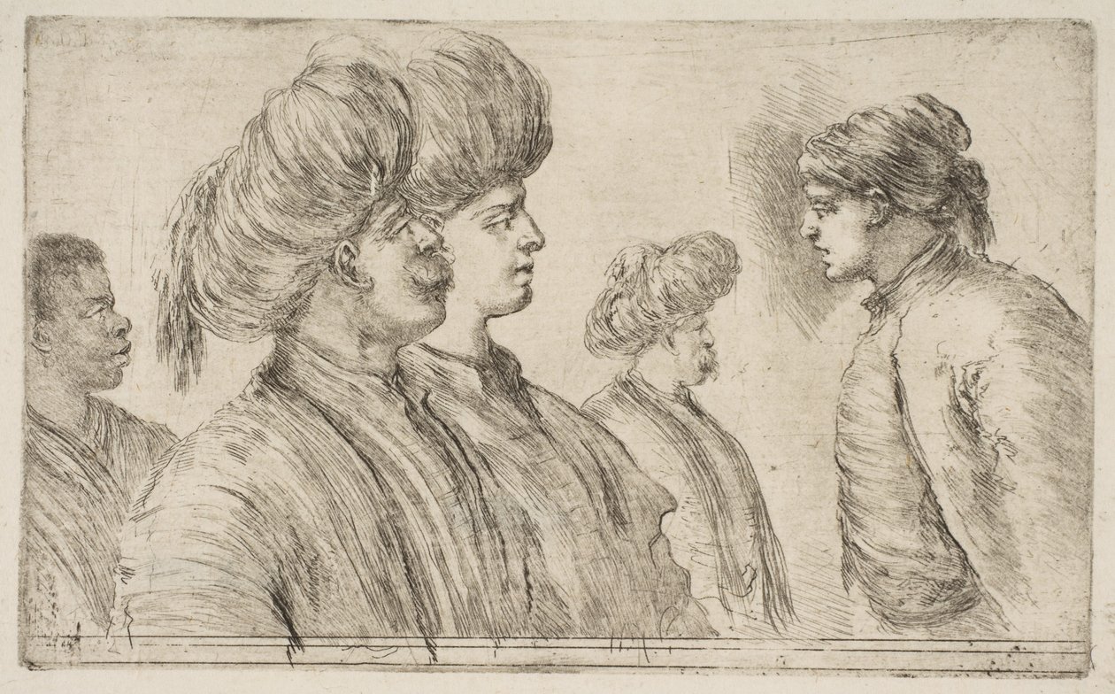 Dört Türk ve Bir Siyah Adam, yak. 1662. by Stefano della Bella