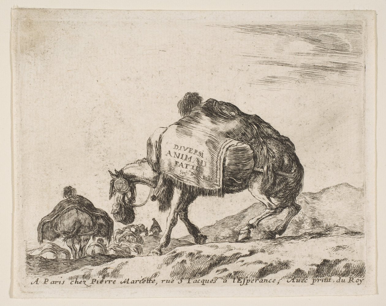 Çeşitli Hayvanlar için Ön Kapak: Pack Horse, ca. 1641. by Stefano della Bella