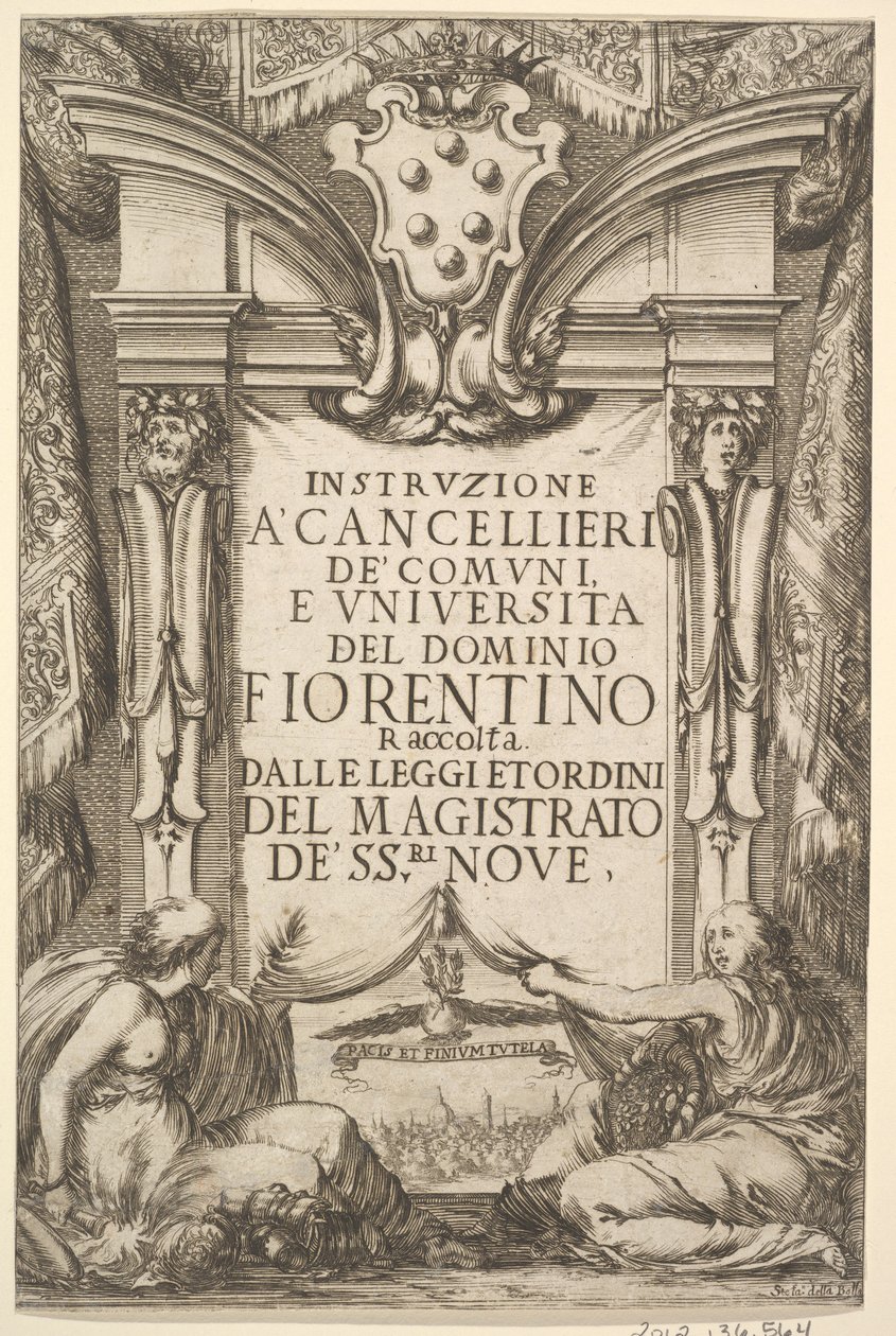 Şansölyeler için Talimatlar için Ön Kapak Instruzione a Cancellieri: Medici ceketi ..., 1635. by Stefano della Bella