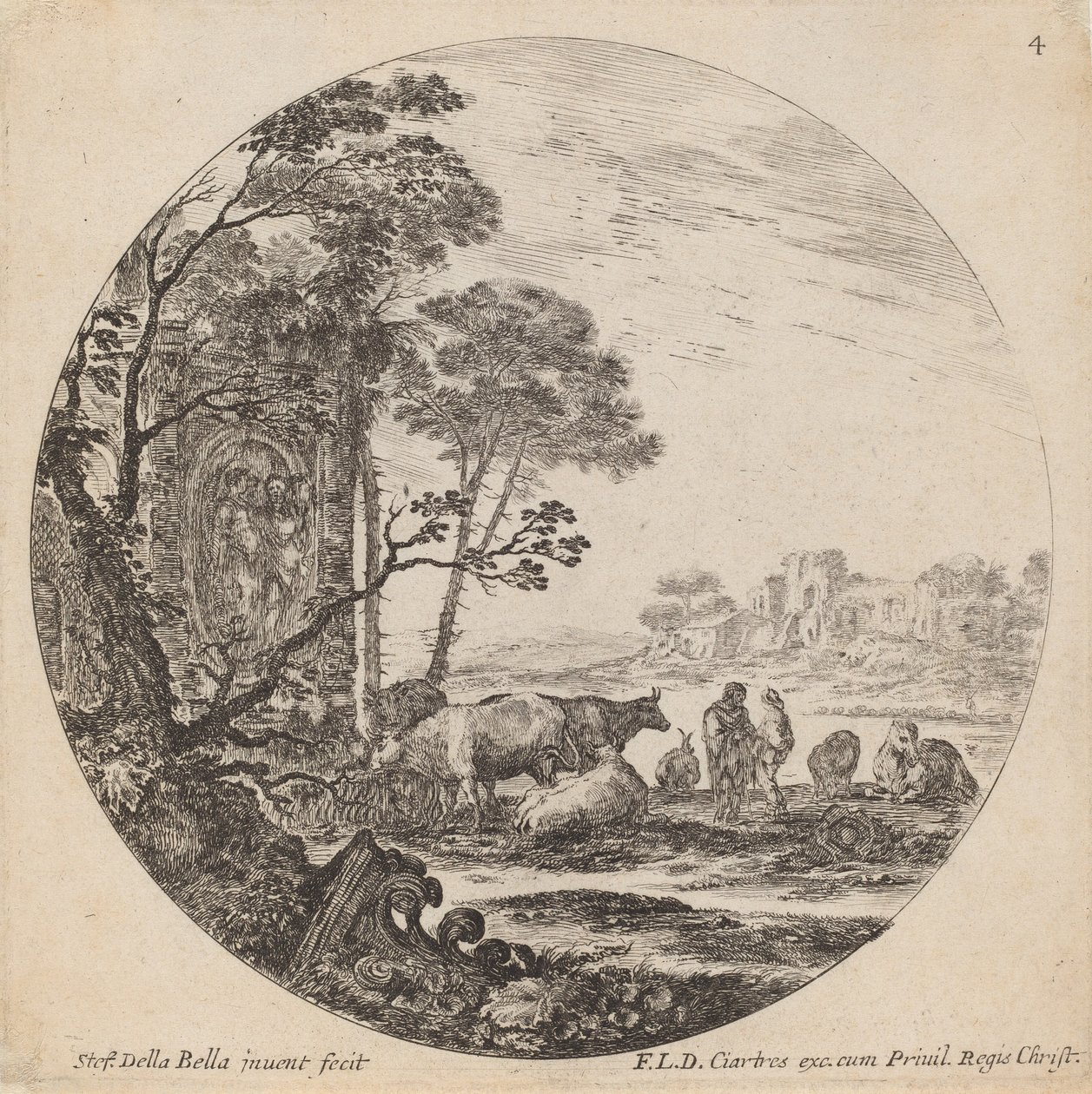 Roma Harabeleri ile Manzara, 1646. by Stefano della Bella