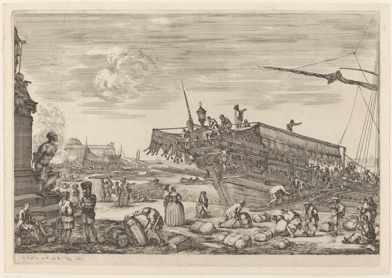 Bir Gemi Yükleme, muhtemelen c. 16541655. by Stefano della Bella
