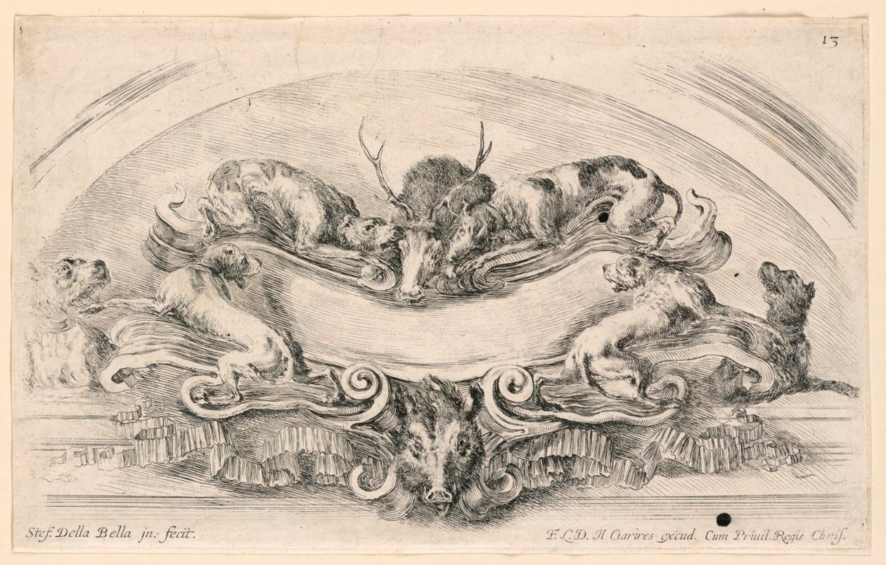 Rozetli Lunette, No. 13 "Raccolta di varii cappriccii et yeni buluşu di cartelle et süs" by Stefano della Bella