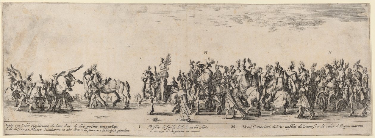Ekselanslarının Ahırlarının Efendisi ve Yirmi Hizmetkar, 1633. by Stefano della Bella