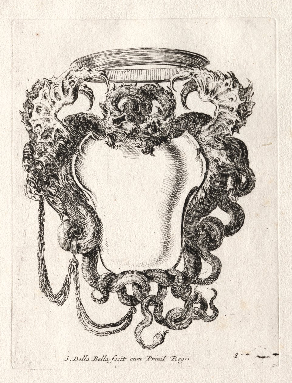 Bir Cartouche için Yeni Model, 1647. by Stefano della Bella